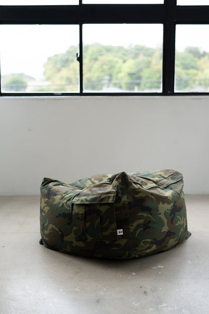 80's Camo Back Satin / Beads Cushion Cover【予約】9月24日以降弊社より順次出荷