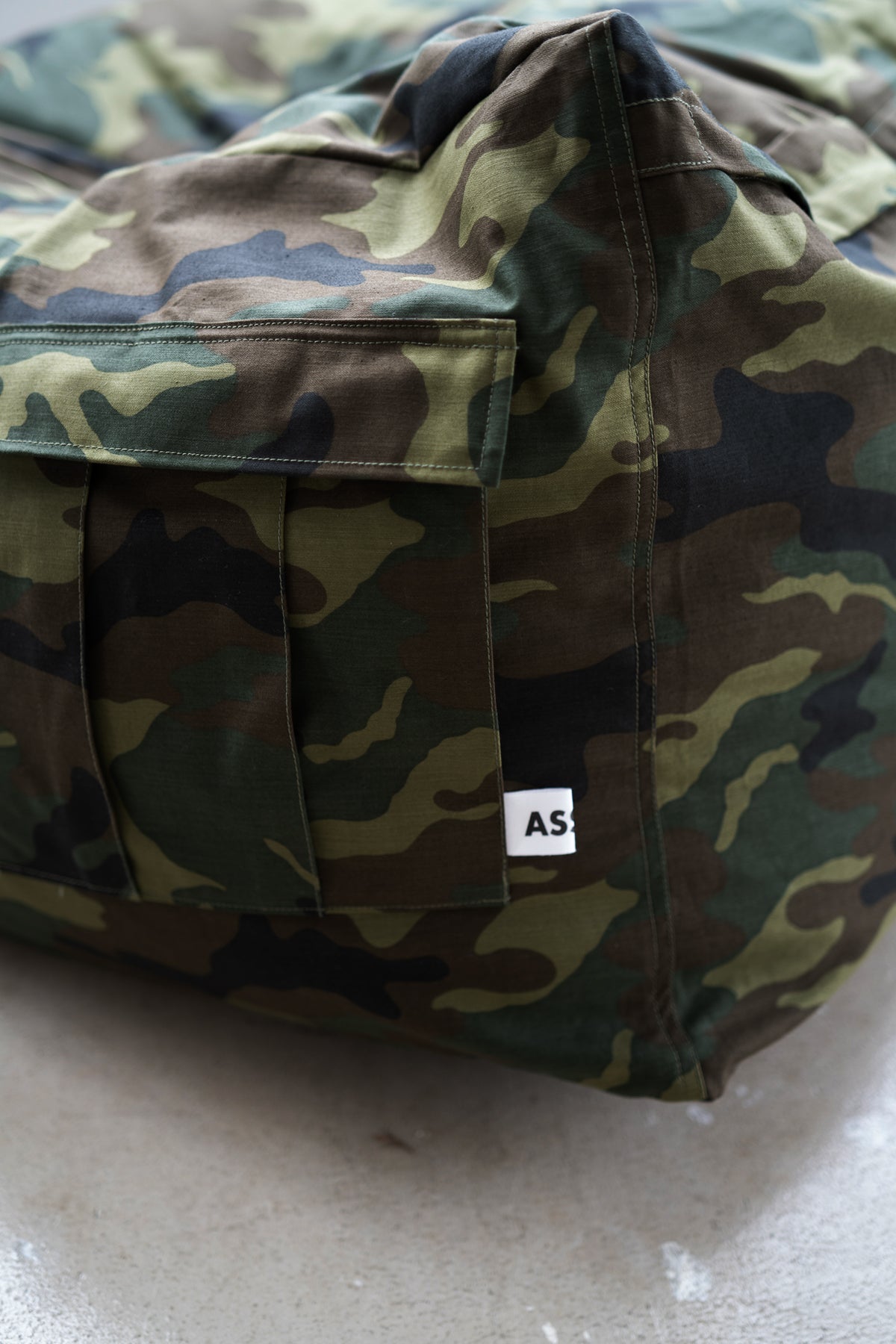 80's Camo Back Satin / Beads Cushion Cover【予約】9月24日以降弊社より順次出荷