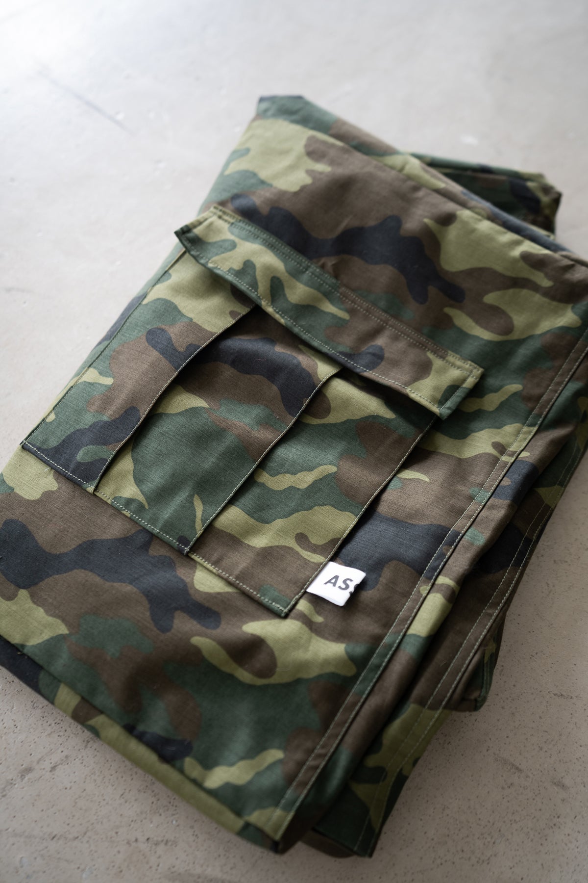 80's Camo Back Satin / Beads Cushion Cover【予約】9月24日以降弊社より順次出荷